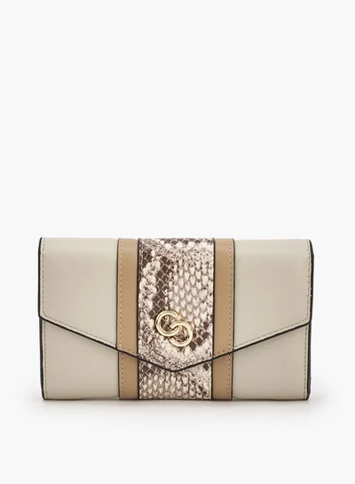 سيليست Textured Wallet With Snap Button Closure